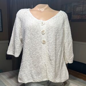 Lulu B Chic White Knit Cardigan with Buttons